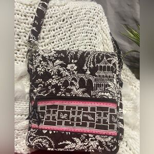 Vera Bradley Brown Floral and Bird Schoolbag/Messenger Bag